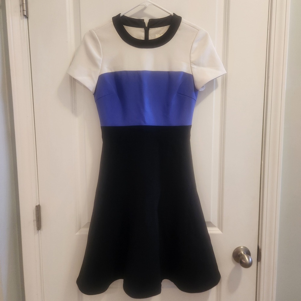 Kate Spade New York Colorblock Fit and Flare Mini Dress Blue White Black Size 00